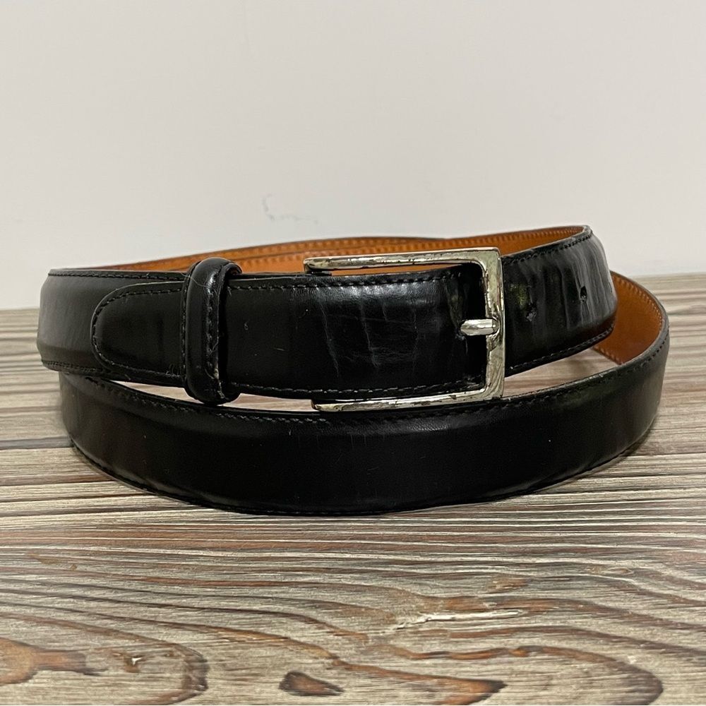 Vintage Martin Dingman Black Milled Finish Leather Belt Men 42 Hand Made in USA